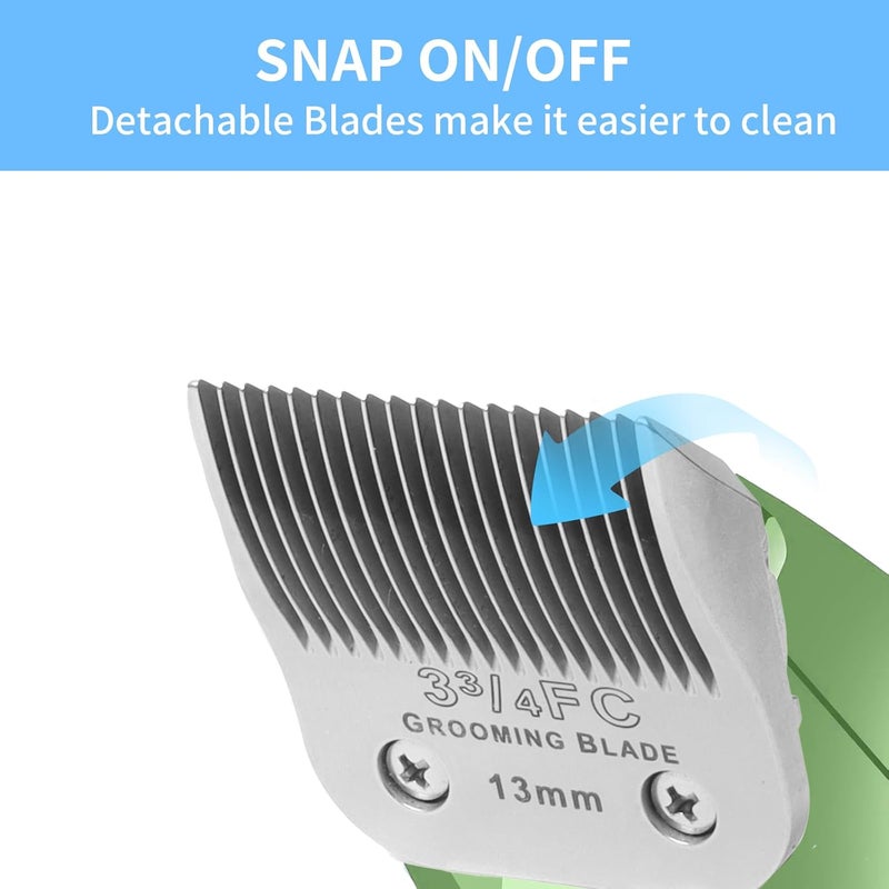 OEMIRY 3 Pcs Size 3-3/4FC Detachable Dog Grooming Blades, Compatible with Andis, Oster A5, Wahl KM10 Series Clippers, Cut Length 13mm, Silver(3-3/4FC 13mm, 3Packs) - Image 2